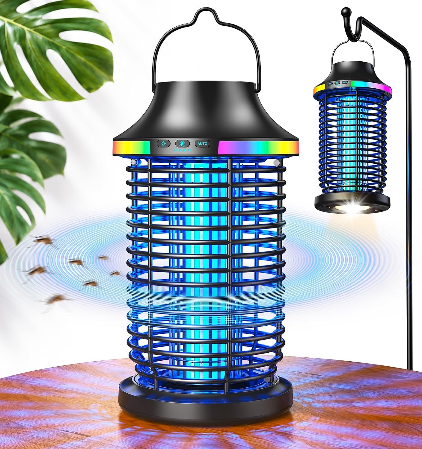 Bug Zapper Outdoor Cordless, 2026 Upgraded 4200V Electric Mosquito Zapper 5 in 1 Rechargeable Bug Zapper Outdoor Waterproof with 5000mAH Battery, Portable Fly Zapper Insect Zapper for Patio Camping