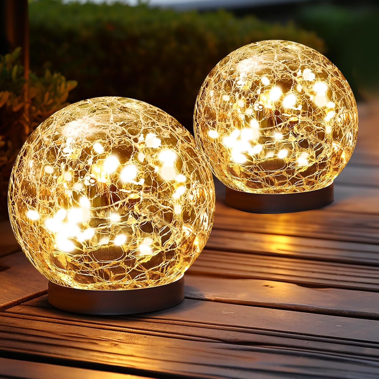 JKIMK Solar Globe Lights Outdoor Waterproof-Solar Balls for Garden | Cracked Glass Ball Lights Outdoor-Solar Orbs for Outside-Decorations for Patio and Yard Lawn Backyard Decor