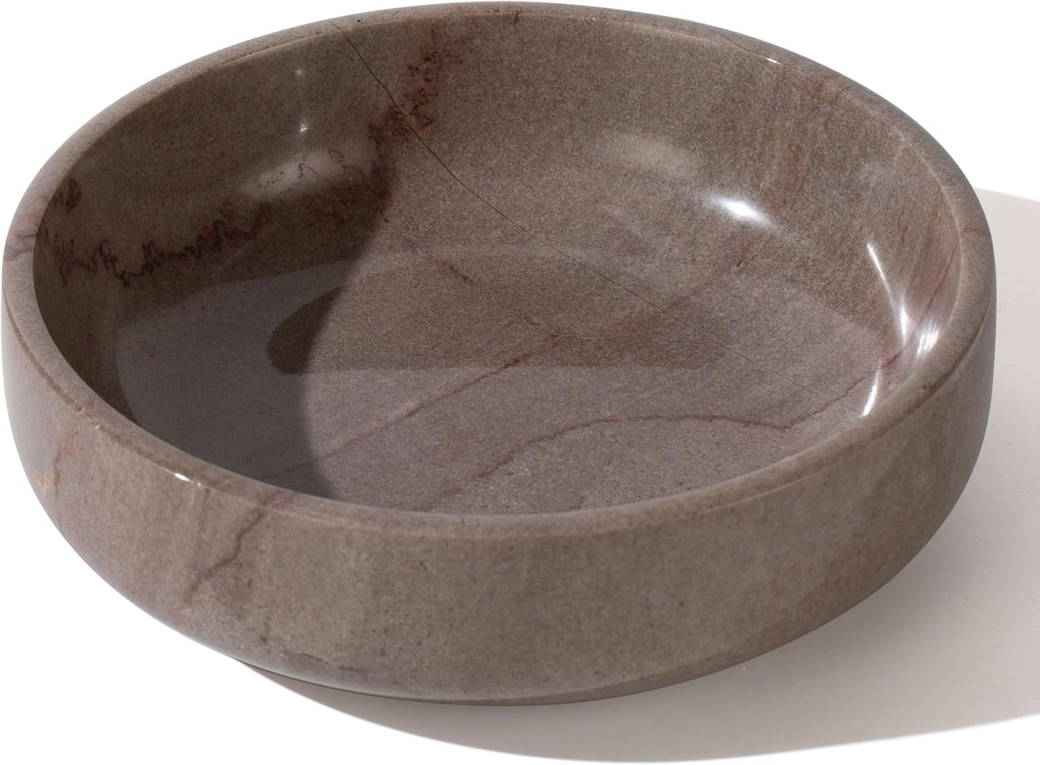 Natural Marble Decorative Bowl 17cm 4.5cm Height, Multifunctional Serving Bowl for Jewelry, Keys, Candy, Snacks, Fruits Modern Home Decor for Entryway, Coffee Table, Bedroom