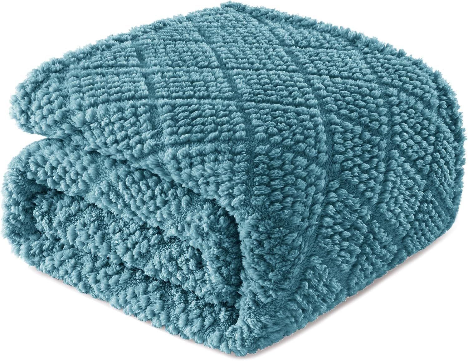 Whale Flotilla Soft Fleece Throw Blanket for Couch, Slate Blue | Jacquard Waffle Blankets for Home Decor, Lightweight and Cozy, All Season Suitable, 50×60 Inch