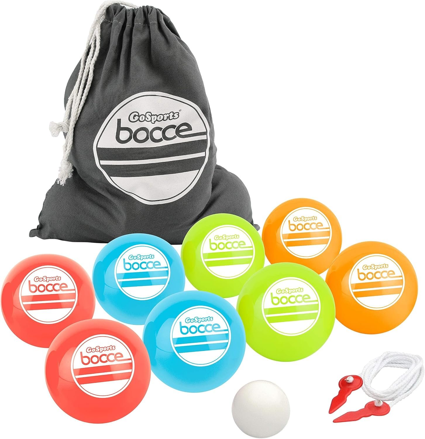 GoSports 90 mm Soft Bocce Set Includes 8 Weighted Balls, Pallino and Case, Play Indoors or Outdoors