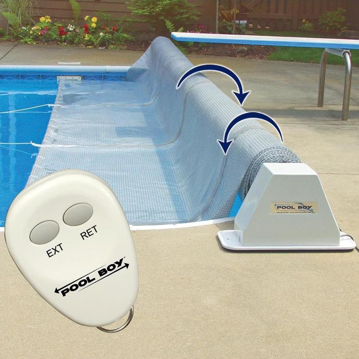 Pool Boy 1 Powered Pool Solar Blanket Reel – Extends and Retracts on The Click of a Button – Works on Inground Pools Up to 20 Feet Wide and 40 Feet Long – Made in The USA – 3 Year Prorated Warranty