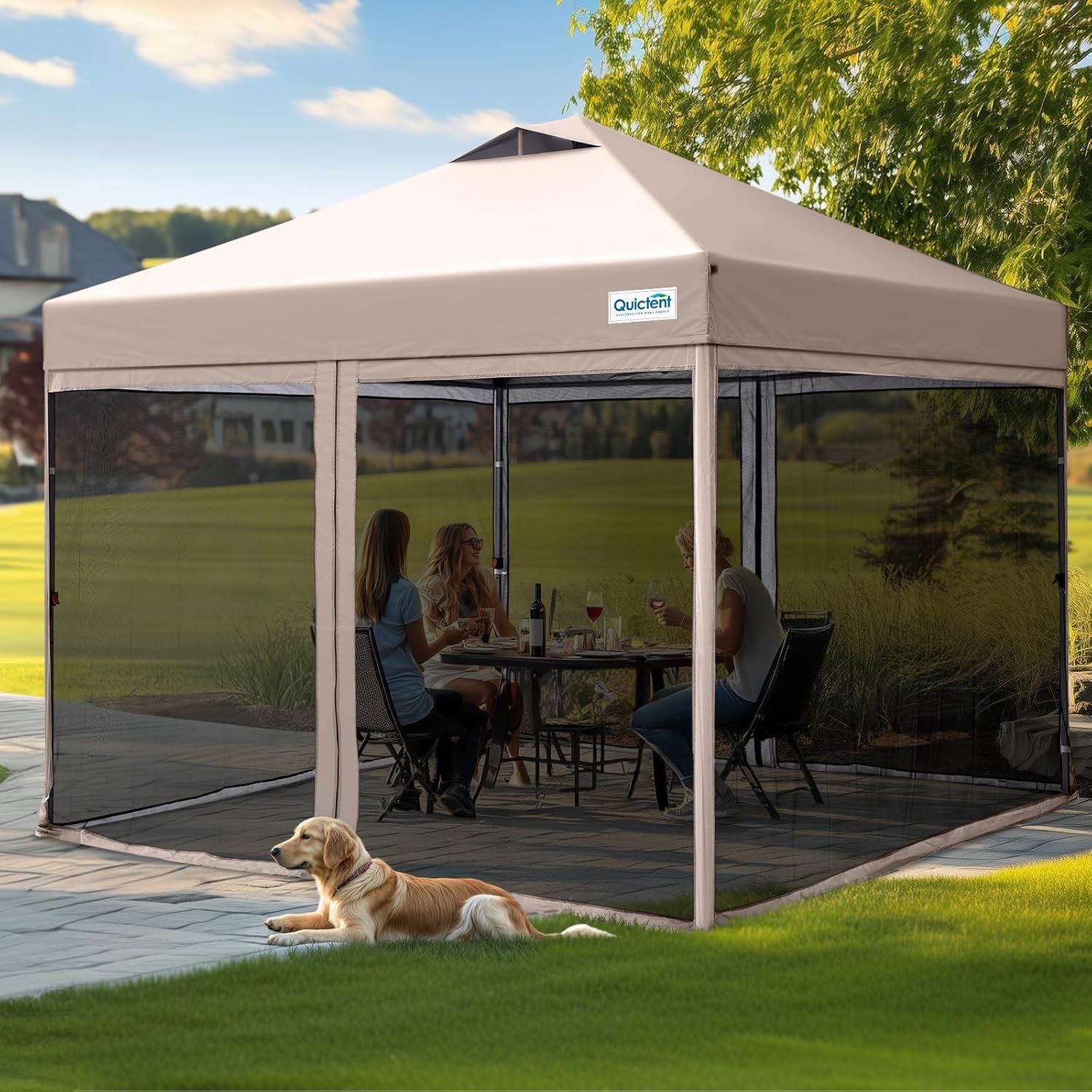 Quictent 10’x10′ Pop up Screened Canopy Tent with Mosquito Netting | Portable Easy up Outdoor Screen House Shelter for Patio, Camping and Picnic, Includes Wheeled Carry Bag