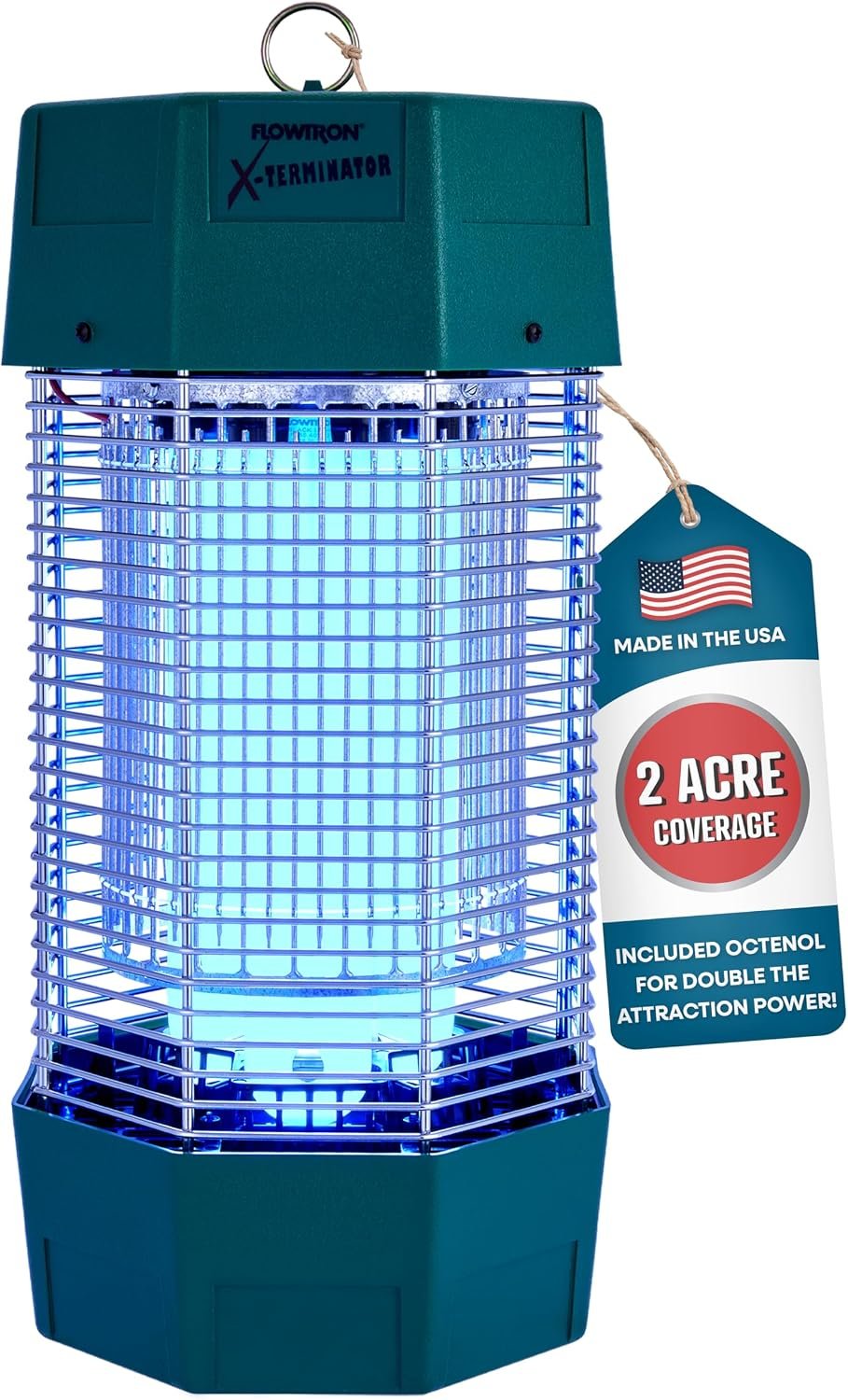 Flowtron Bug Zapper, 2 Acres Outdoor, 120W UV, 5600V, Octenol, Made in USA | Bug zapper for farms, commercial spaces, and large yards – UV and octenol kill mosquitoes, flies, and gnats – CSA certified