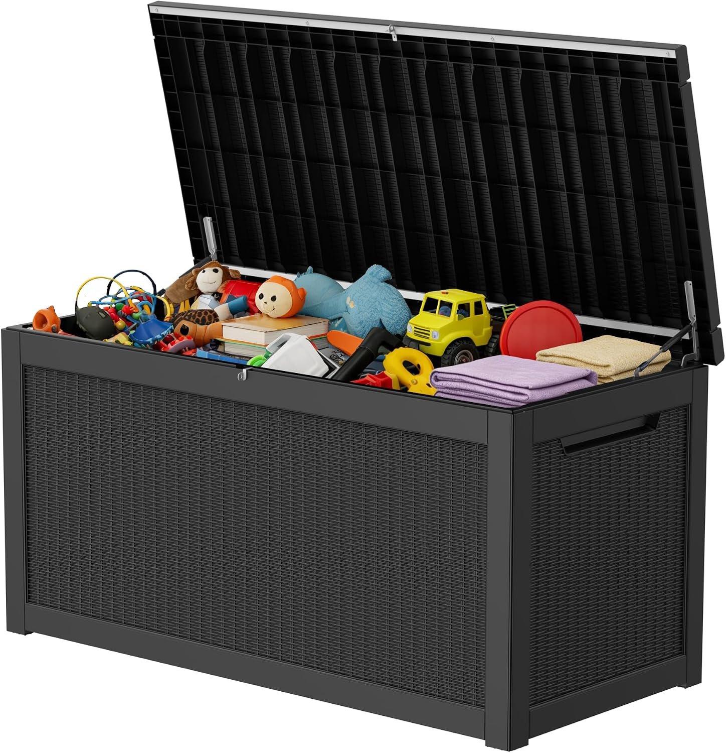 320 Gallon Outdoor Storage Box Resin Deck Box All Weather Waterproof Large Lockable Storage Container Deck Box for Patio Furniture, Garden Tools, Lockable, Black
