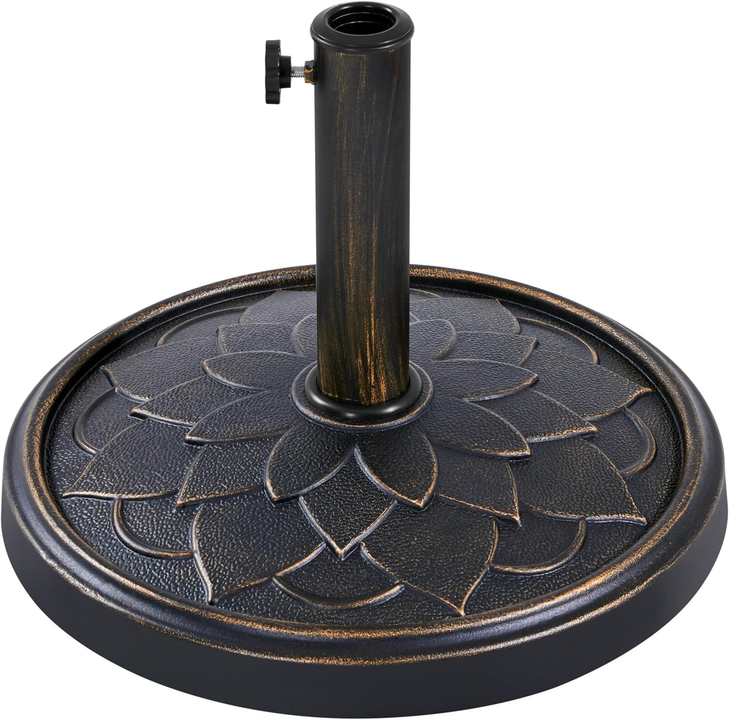 Yaheetech 18” Patio Umbrella Base 26.5lbs Heavy Duty Antiqued Outdoor Market Umbrella Stand All-Weather Resin Umbrella Base for Garden & Yard, Bronze