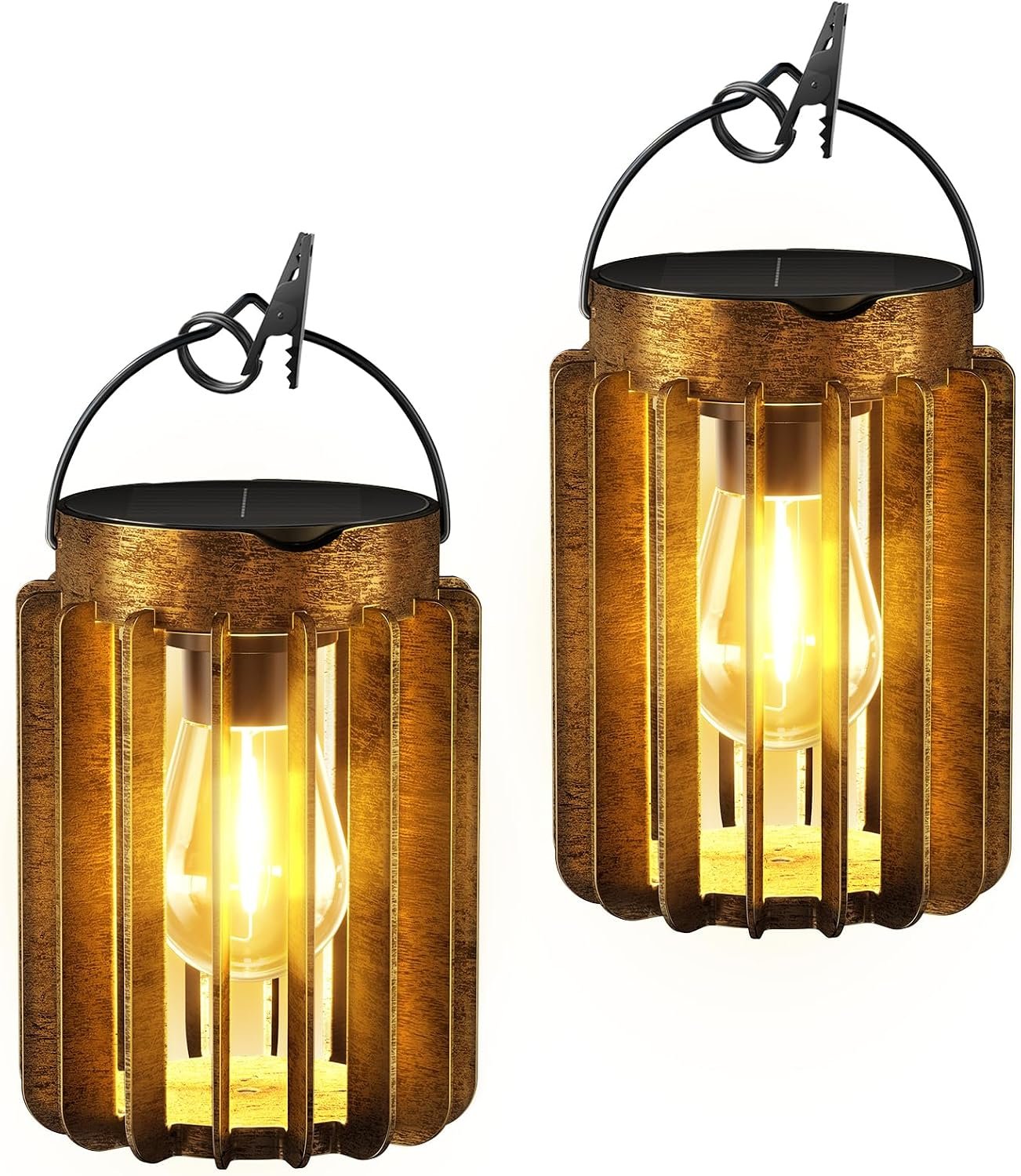 Ahaorigin Solar Lanterns Outdoor Waterproof, Brighter Up to 12 Hrs Outdoor Hanging Solar Lights, Outside Hanging Lanterns for Garden Porch Patio Yard Decor, Gifts for Women Mom Father 2 Pack