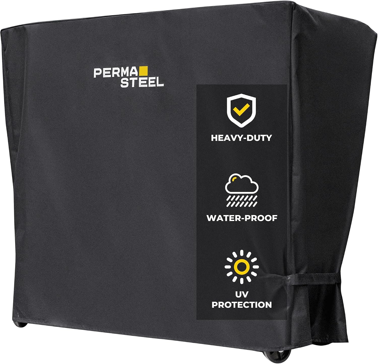 Permasteel Universal Cooler Cover for 80-Qt Large Outdoor Patio Cooler Cart, Weatherproof, Waterproof, UV-Resistant Cover for Rolling Coolers, Backyard, Deck, and Patio Use, Black