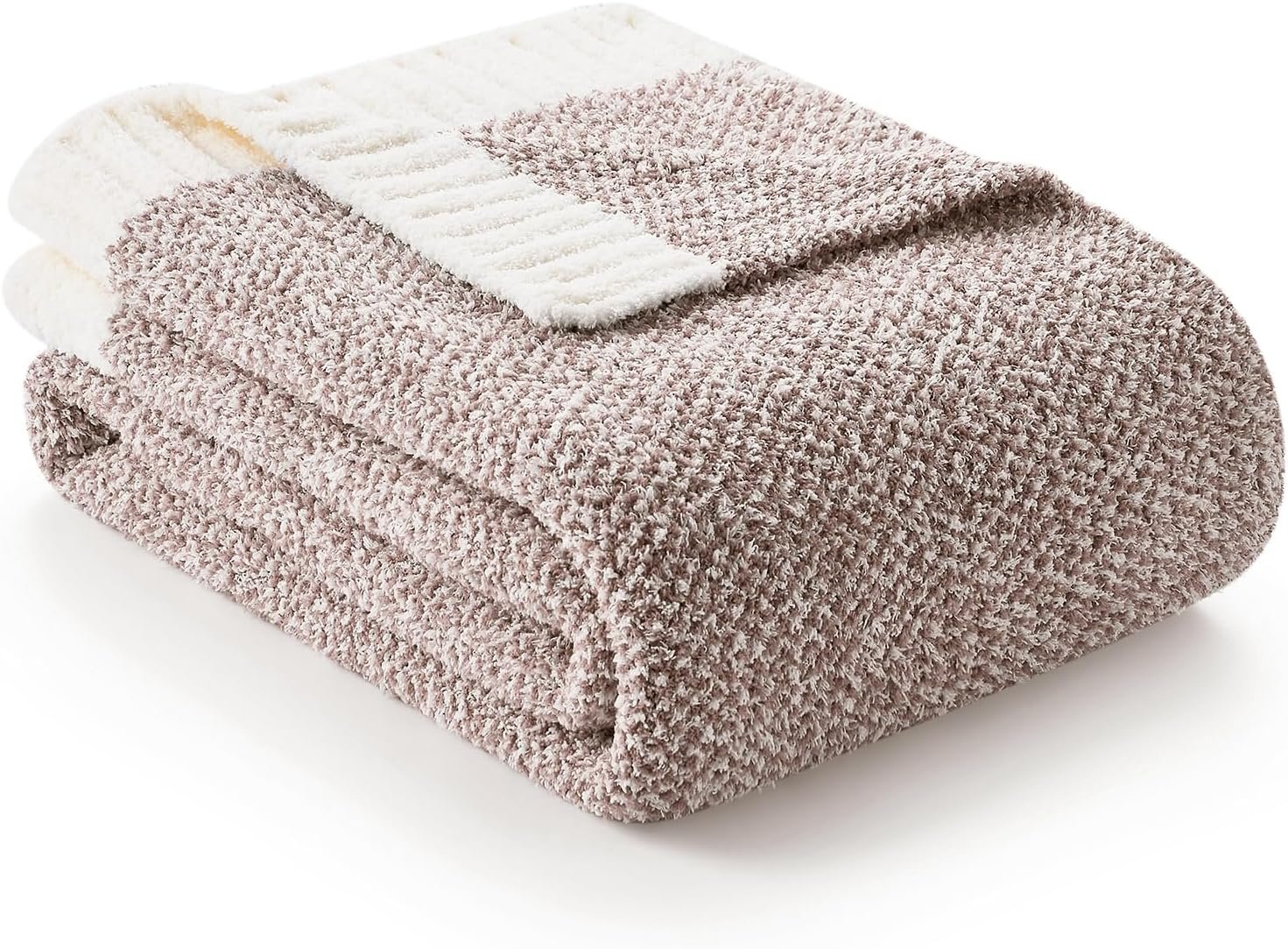 Snuggle Sac Heather Throw Blanket for Couch, Reversible Super Soft Blankets Warm Cozy Knit Fuzzy Plush Lightweight for Sofa, Bed, Camping, Picnic (Heather Taupe, Throw(50″x 60″))