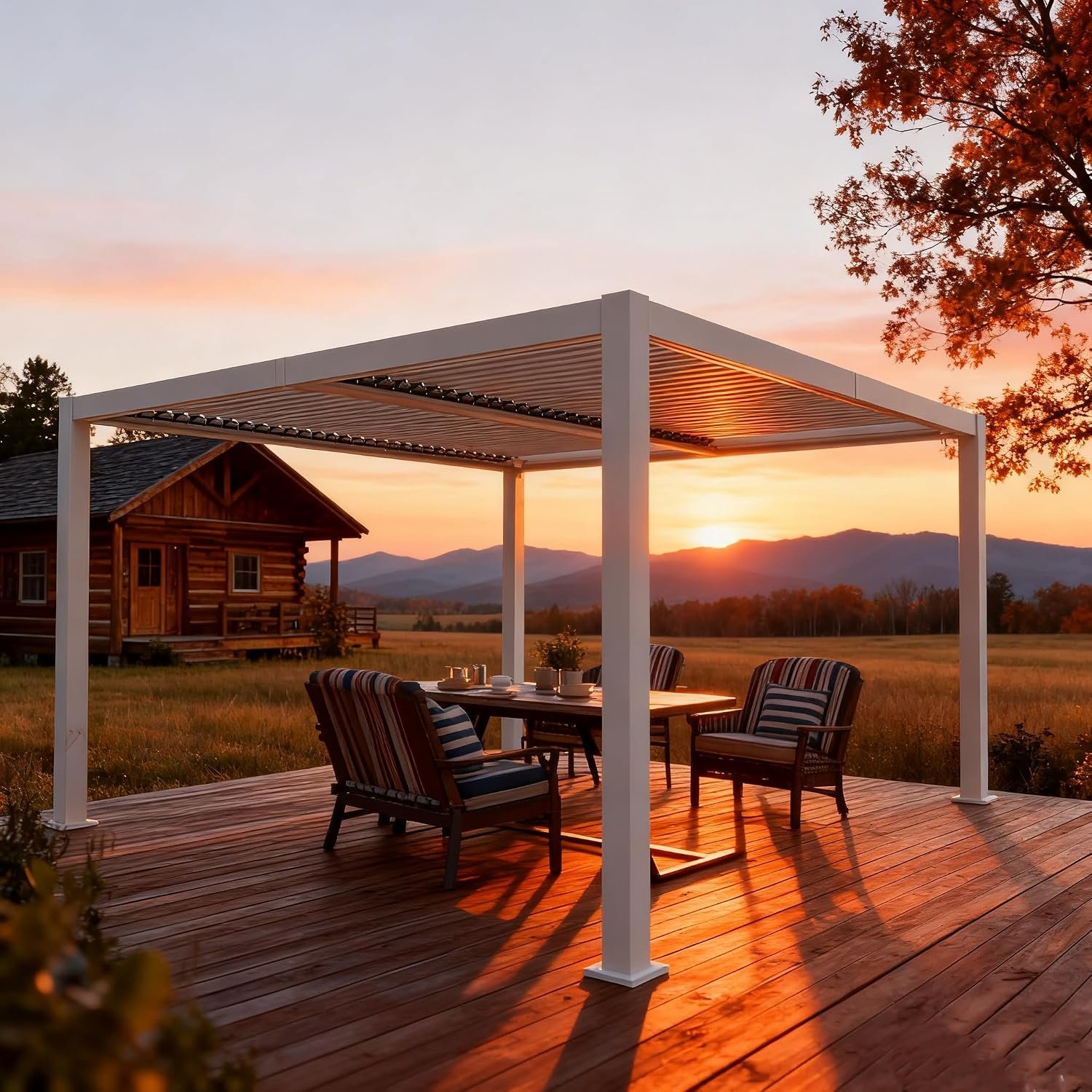 Kozyard Outdoor Louvered Pergola 10′ x 12′ Sun Shade Aluminum Patio Shelter | Weather-Resistant, Drainage System Adjustable Louvered Roof Rain-Resistant for Poolside Balcony Patio White