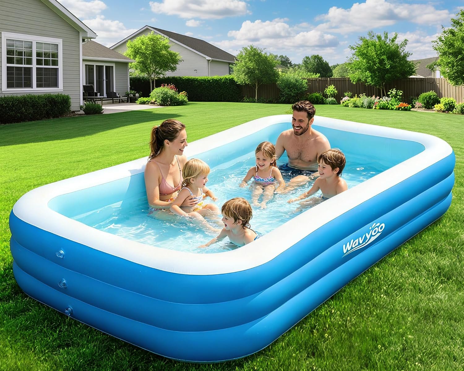 Large Inflatable Pool for Kid and Adult, 120″x70″x22″ Blow Up Pool Backyard | Oversized Thickened Durable, Outdoor, Garden, Summer Water Party