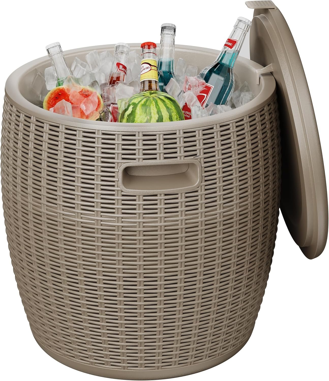 EasyUp Outdoor Cooler Side Table – 17 Inch Resin Ice Cooler Table for Wine, Champagne, and Beverages – Elegant Party, Wedding, and Home Cool Bar (16.73 x 16.73 x 17.32 Inches, 8.16 lbs) (Grey)