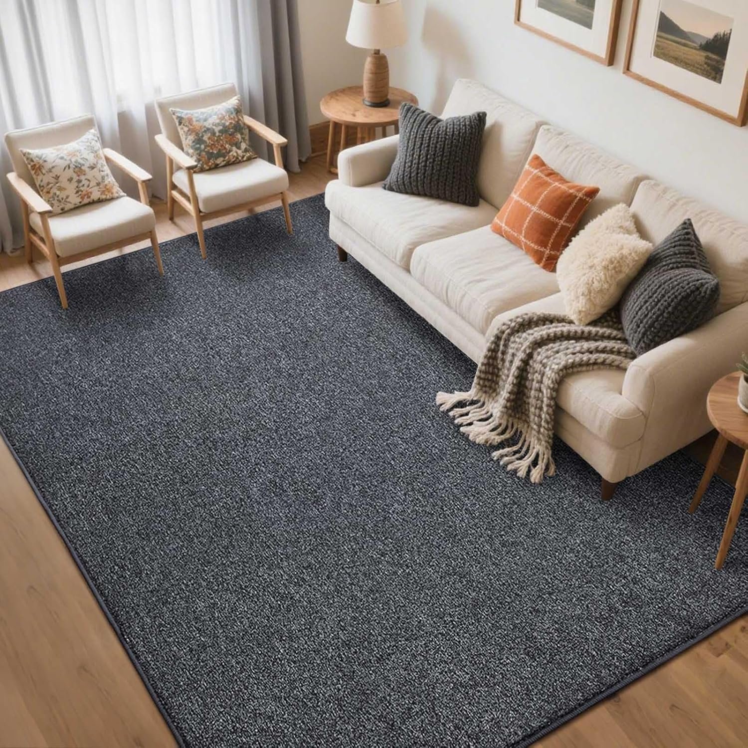 5×7 Grey Area Rug Non-Slip Washable Soft Thin for Living Room Bedroom Dorm | Soft丨Stays Put丨TPR Backing丨Low Pile Thin丨Lays Flat丨Kid & Pet Friendly丨Dorm丨Dining Room丨Indoor丨Carpet丨Home Decor