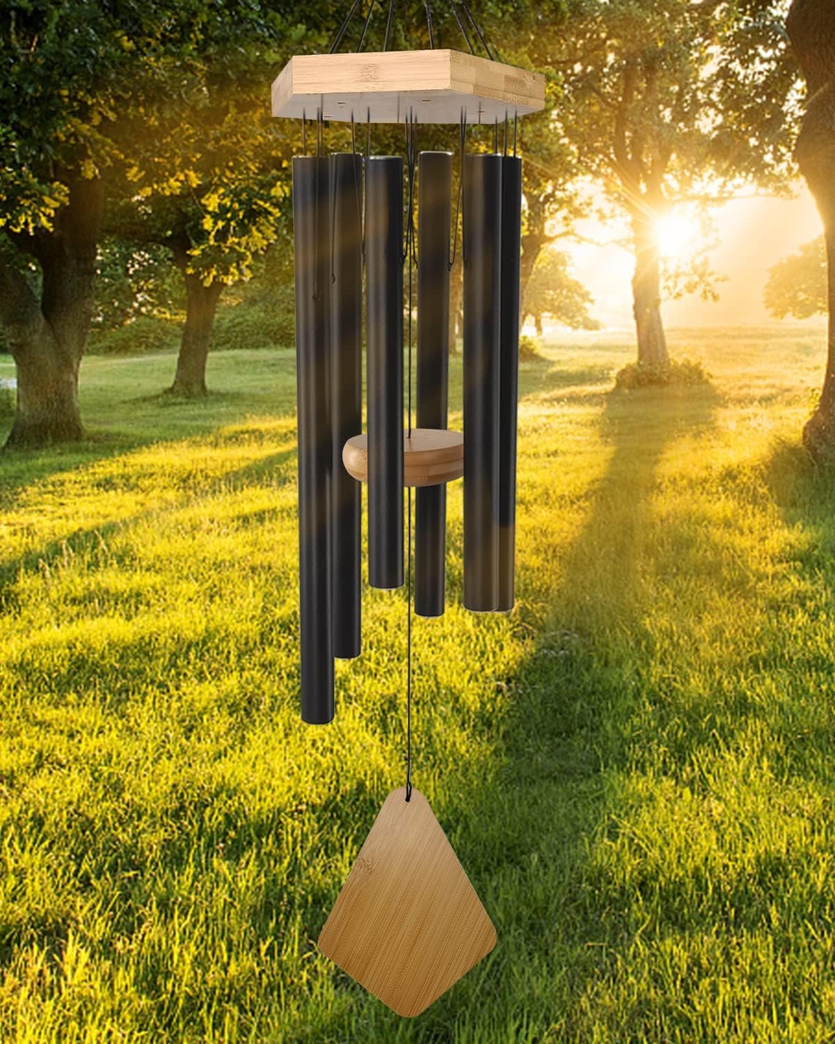 Wind Chimes 30 Inches Deep Tone Memorial Wind Chimes with Hook for Mother’s Day/Housewarming/Christmas, Patio, Garden, Yard, Home Decor, Black