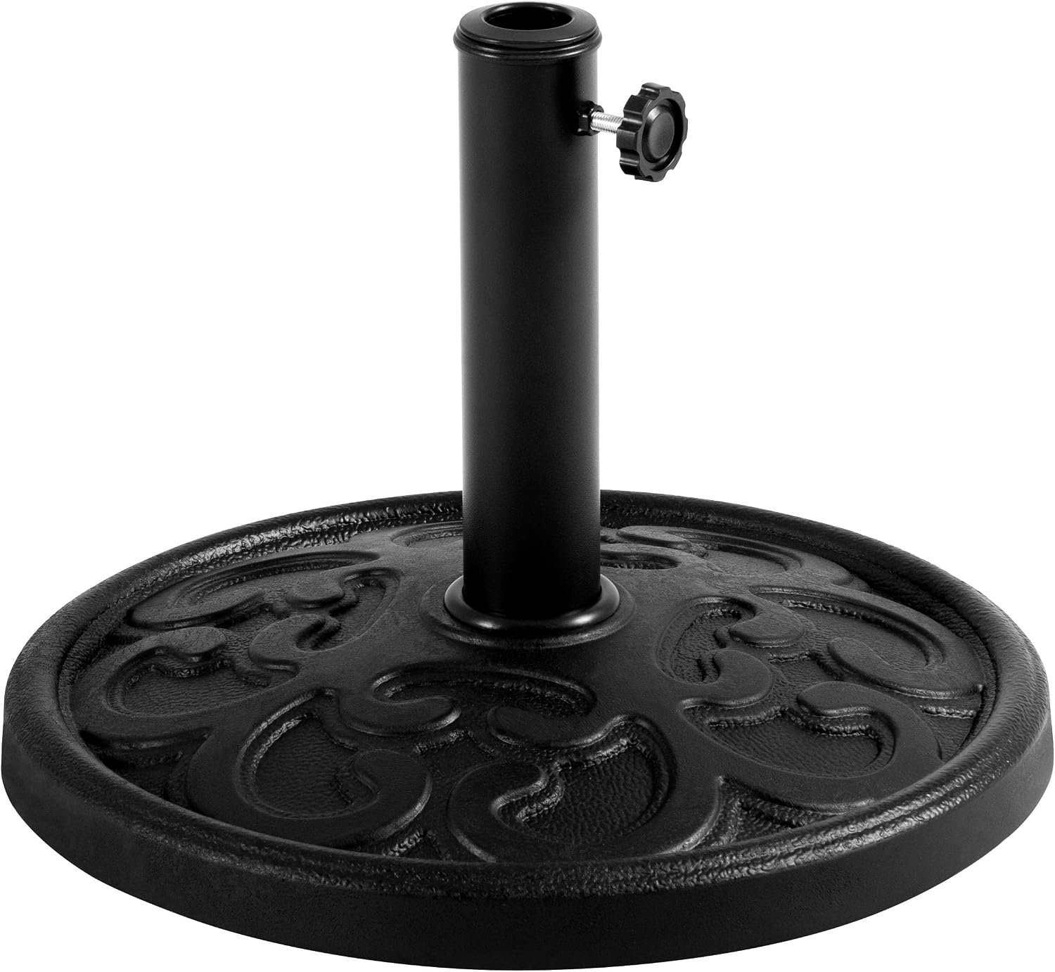 Yaheetech 22lbs Heavy Duty Outdoor Umbrella Base, Black | Patio Umbrella Stand, Antiqued Round Resin Construction, All Weather for Deck, Poolside, Garden