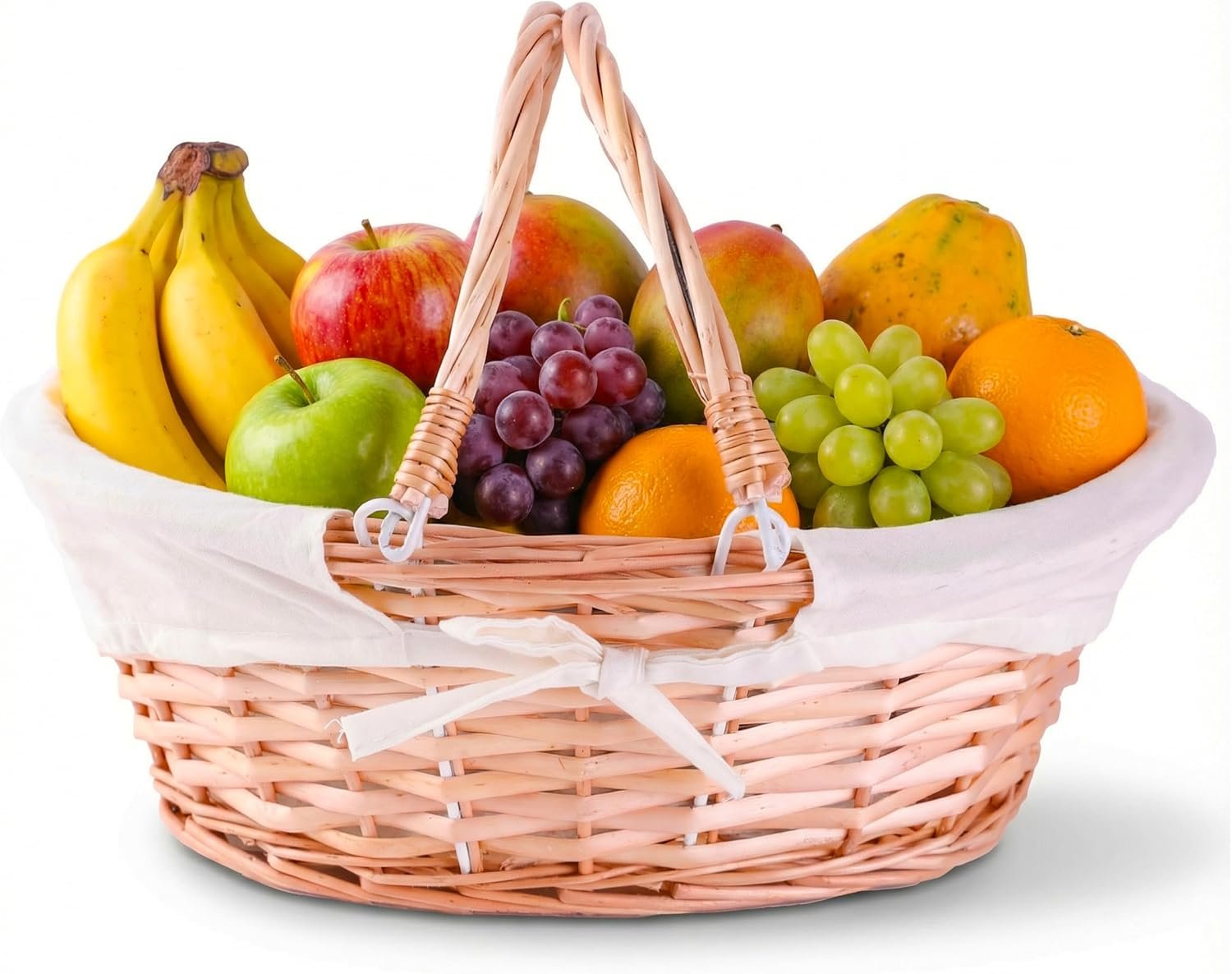 Vintiquewise Natural Wicker Picnic Basket with Handle – Multi-Purpose Willow Basket for Garden and Home Decor – Handcrafted Decorative Wicker Storage Basket for Gifts, Food, or Home Organization