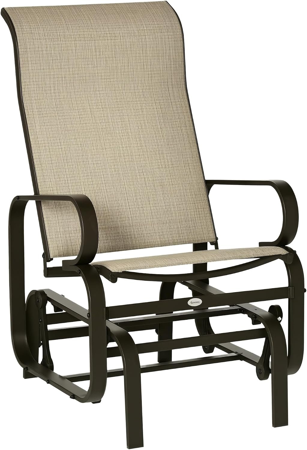 Outsunny Outdoor Glider Chair, Smooth Gliding Mechanism, Tan | Smooth Gliding Mechanism, Lightweight Construction, Backyard