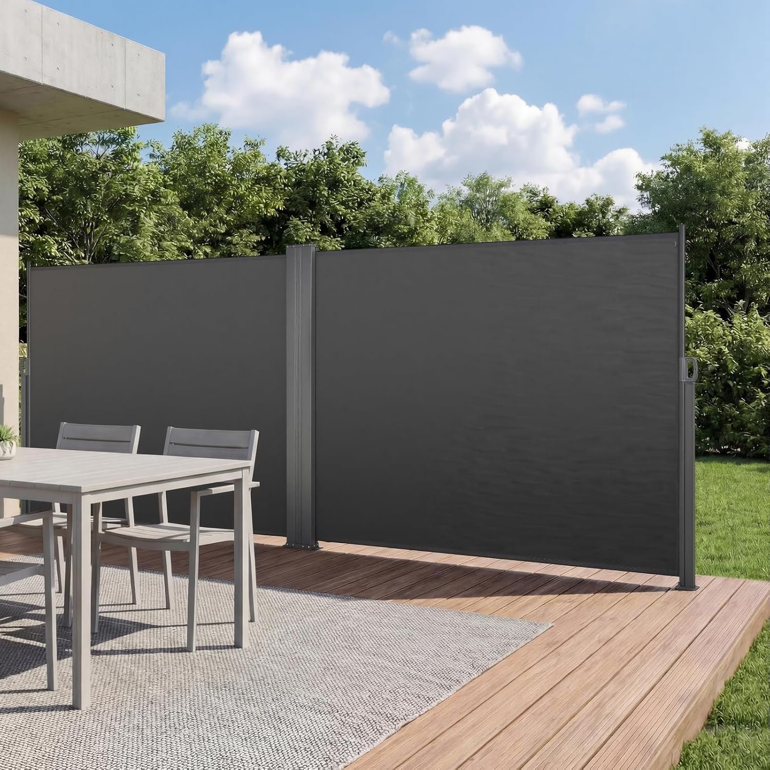 VEVOR Retractable Side Awning, 71″ x 236″ Patio Retractable Side Screen with 180 g/m² Polyester Fabric, Waterproof Sunshade Outdoor Privacy Screen Room Divider for Garden, Balcony, Pools, Deck, Gray