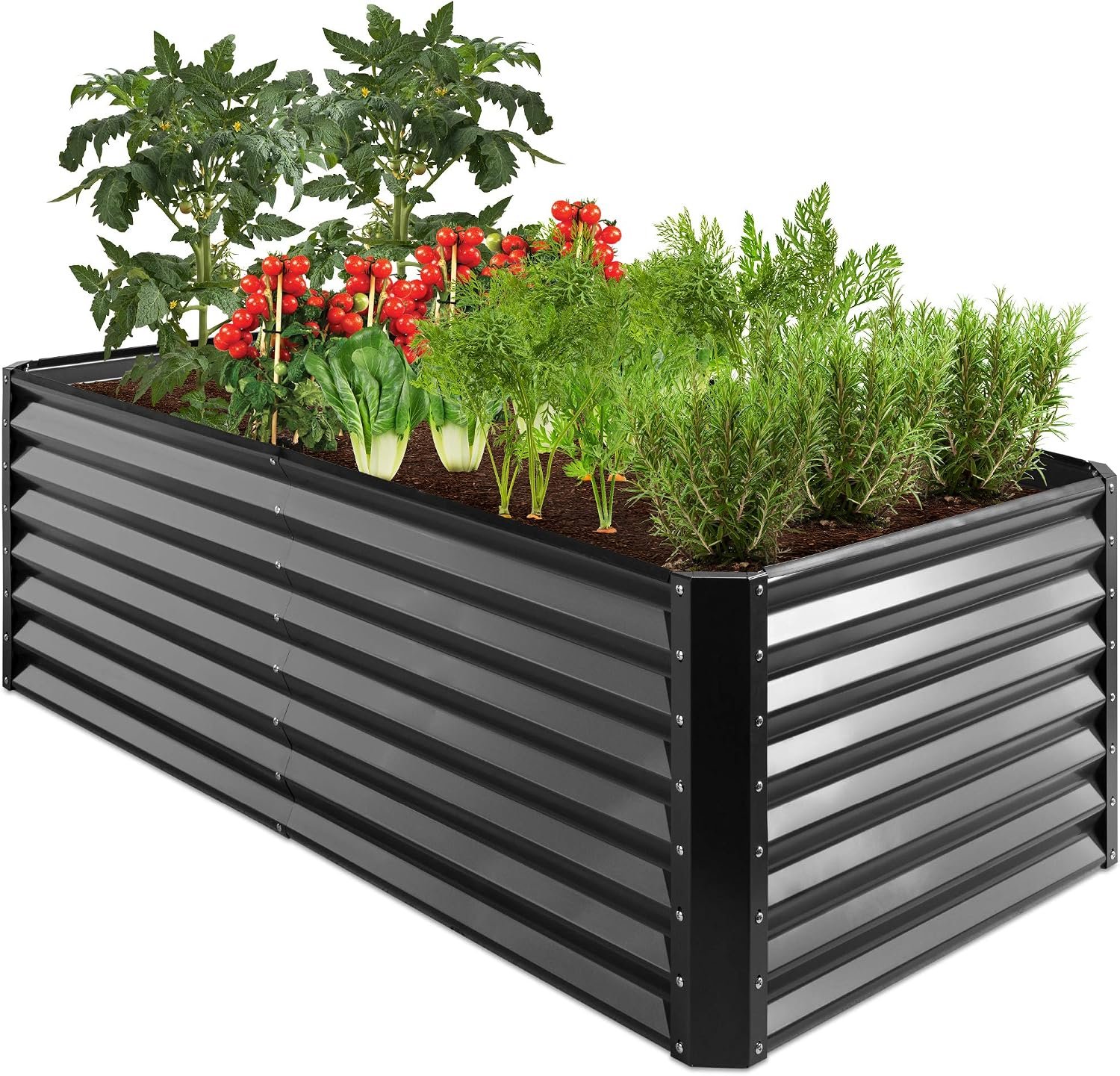 Best Choice Products 6x3x2ft Outdoor Metal Raised Garden Bed, Deep Root Box Planter for Vegetables, Flowers, Herbs, 269 Gallon Capacity, 100% Non Toxic Materials – Gray