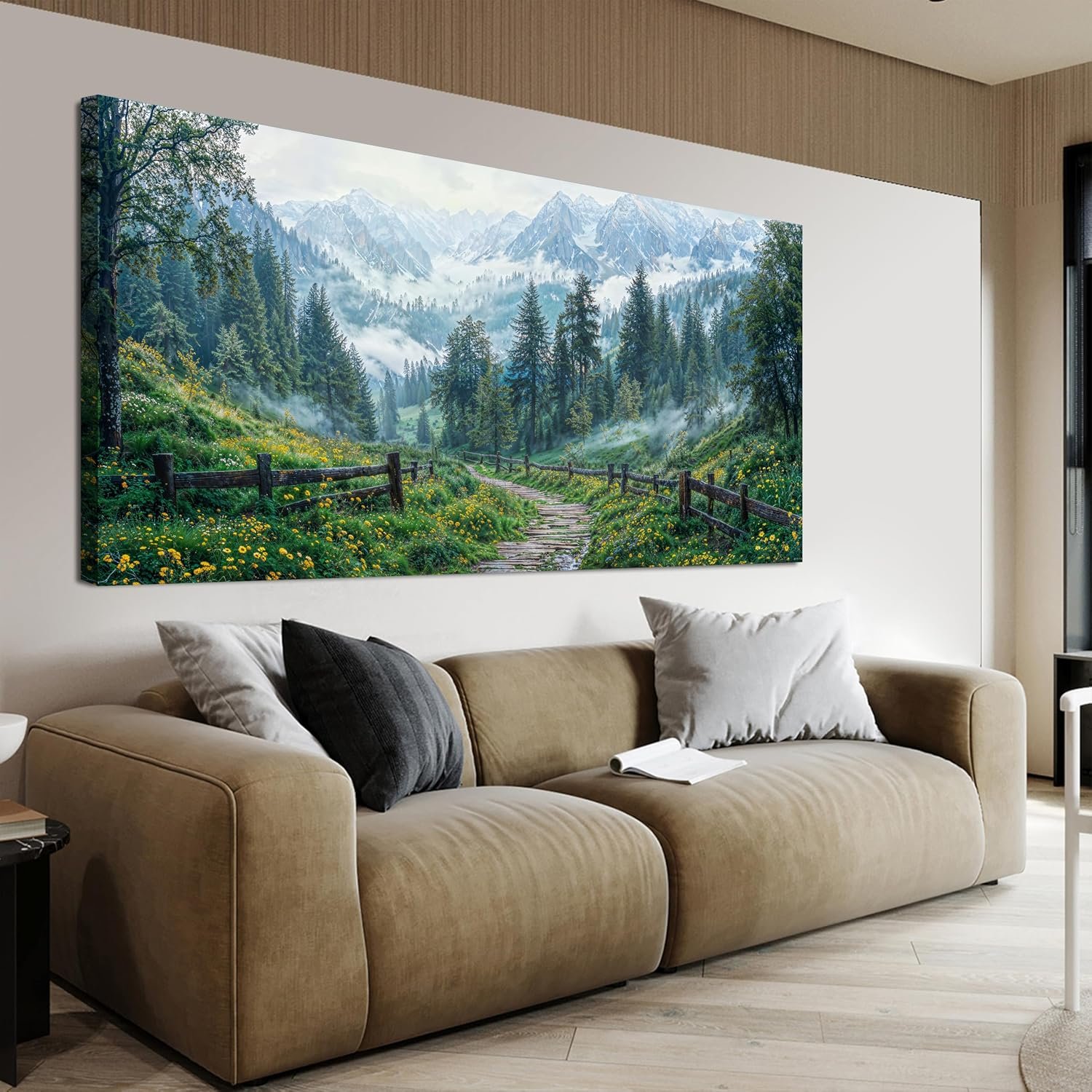 Canvas Wall Art Decor Canvas Art Wall Decor Nature Landscape Wall Art Decorations Wall Art Pictures for Living Room Artwork for Walls Modern Green Forest Wall Art Prints Bedroom Office Decor 20″X40″