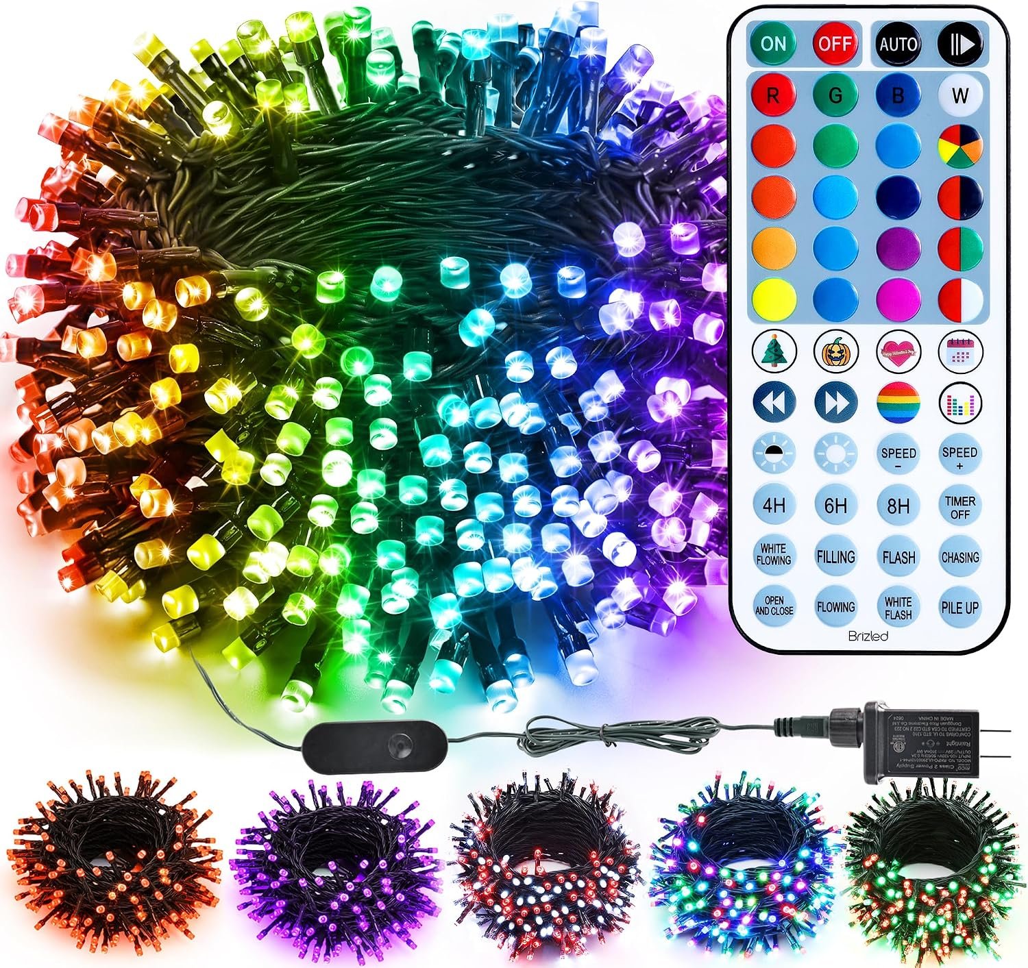 Brizled Halloween Lights Outdoor, Orange Purple Tree Lights, 200 LED, 66 ft | Color Changing Christmas Lights Indoor, Music Sync, 120+ Modes Dimmable Remote Mini Light with Timer for Garland Window Yard