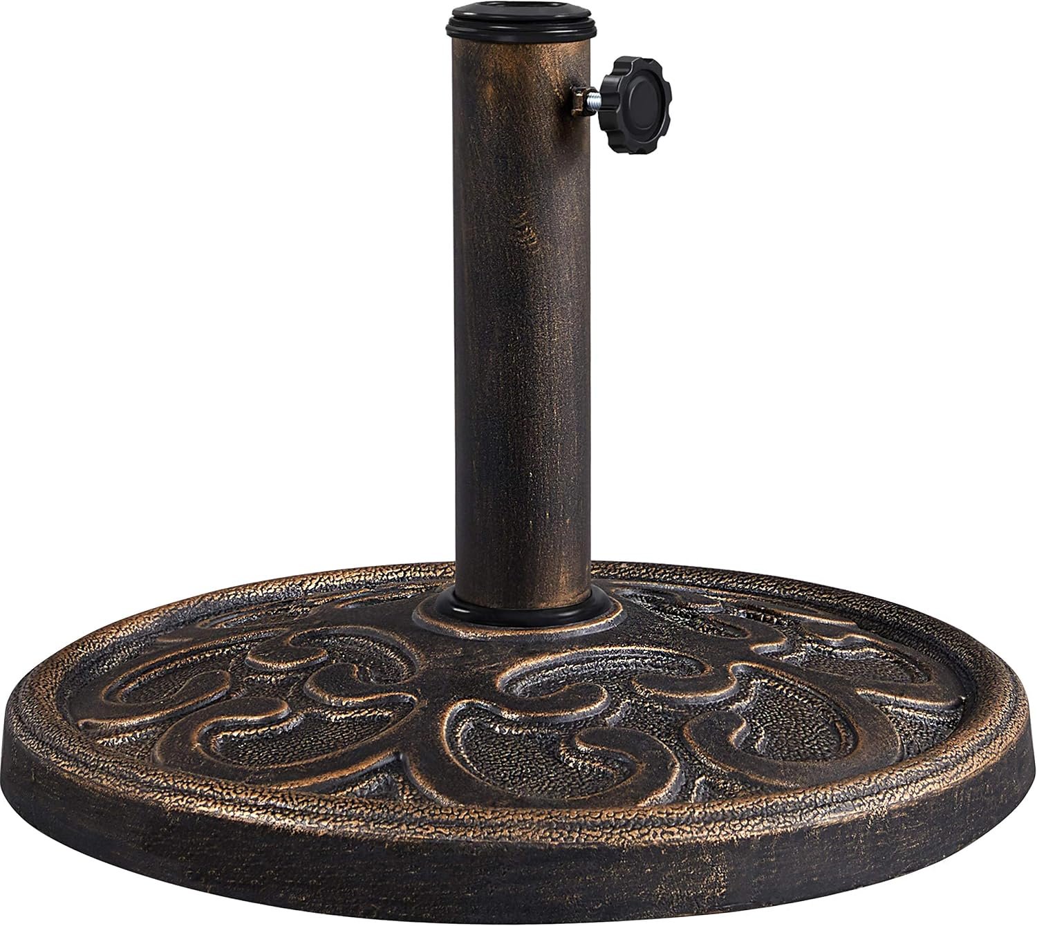 Yaheetech 22lbs Heavy Duty Outdoor Umbrella Base, Bronze | Patio Umbrella Stand, Antiqued Round Resin Construction, All Weather for Deck, Poolside, Garden