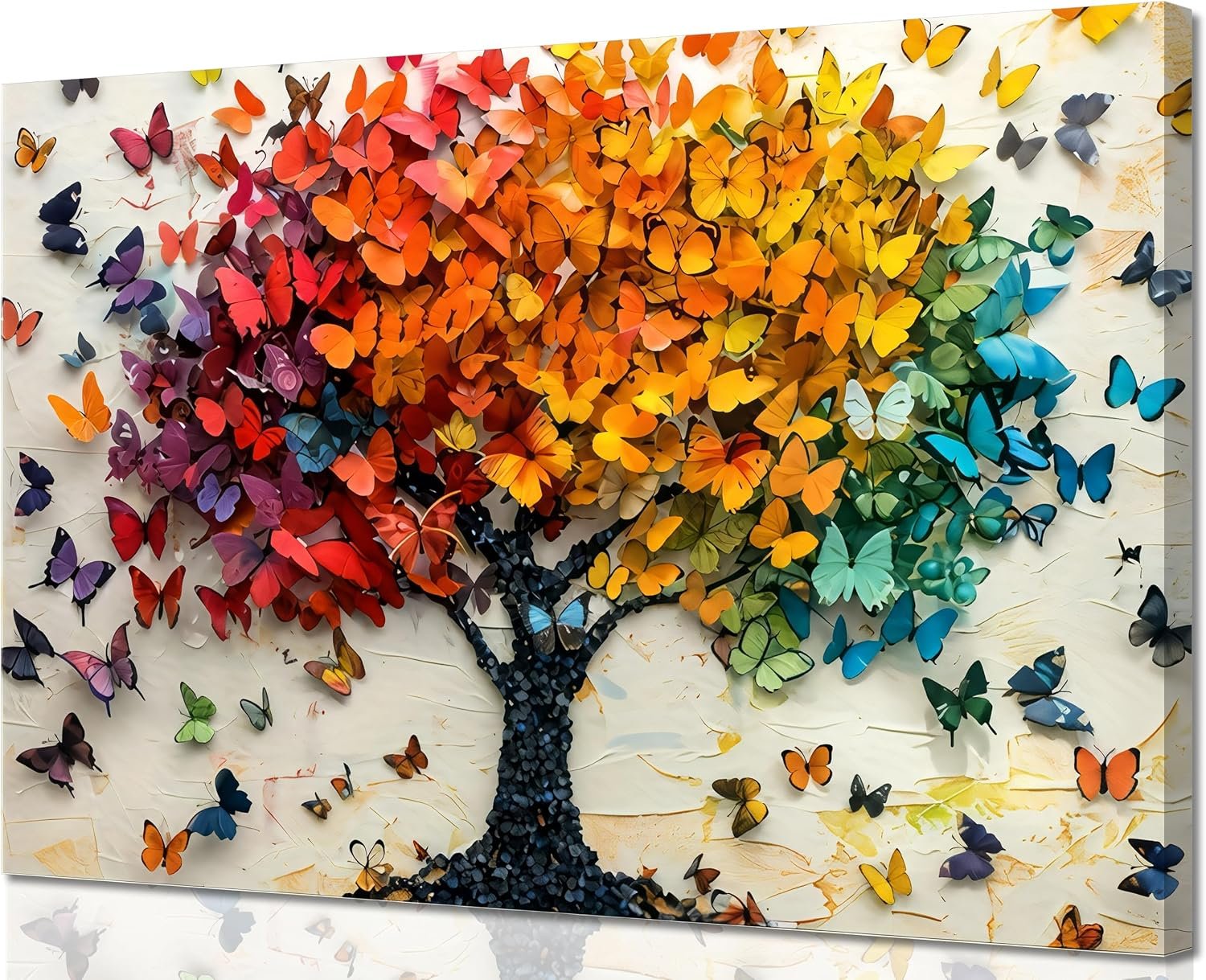 Colorful Butterfly Tree Canvas Wall Art Tree of Life Canvas Painting Picture Wall Decor Cute Butterfly Picture Poster Print Artwork for Wall Living Room Bathroom Bedroom Home Decoration