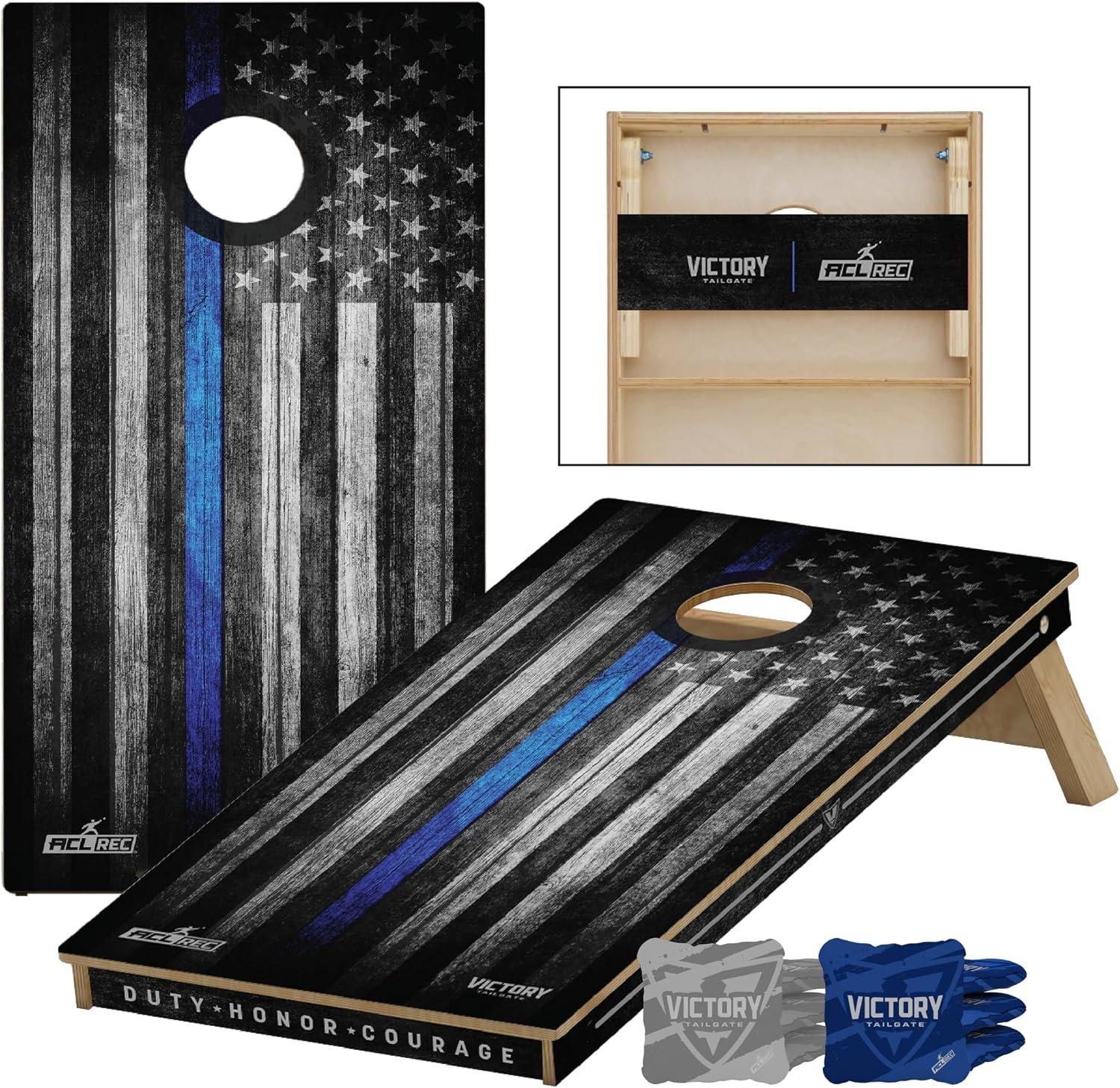 Victory Tailgate 4’ x 2’ Tournament Cornhole Board Sets – Patriotic and Lifestyle Designs – Includes 8 Cornhole Bags – Bean Bag Toss Game for Tailgates & Backyard Fun
