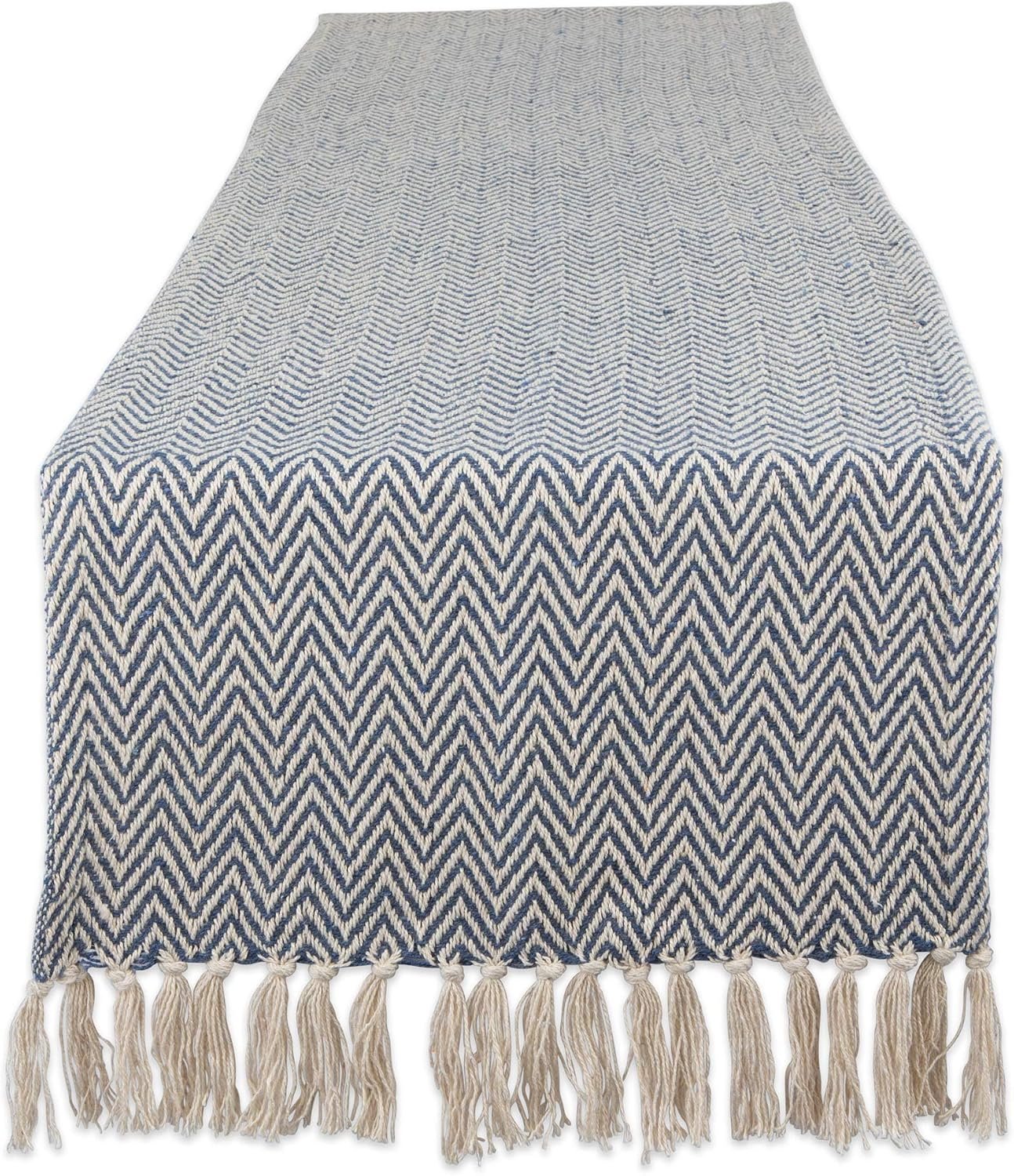 DII Woven Basic Tabletop Collection Chevron Table Runner, 15×72, French Blue