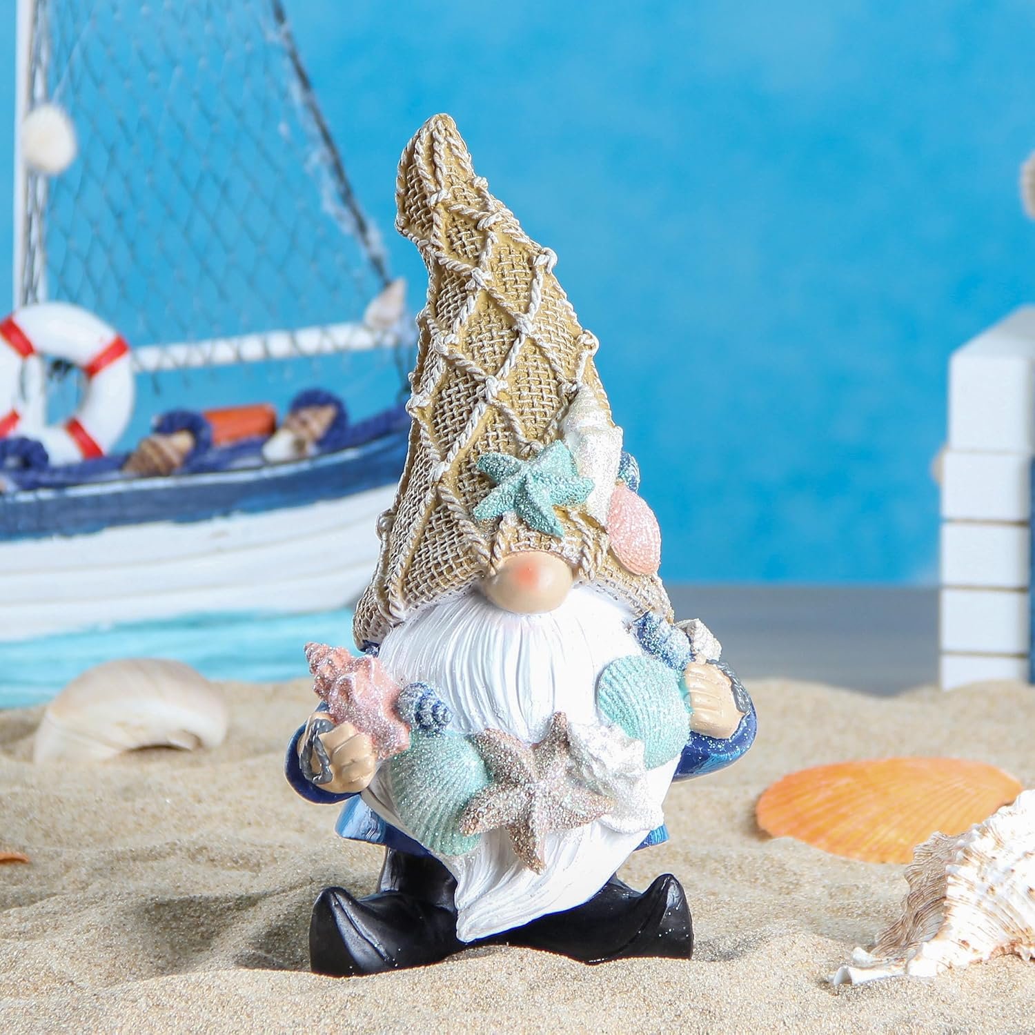 Leekung Garden Gnomes Statues – Outdoor Funny Garden Decor – Ocean Gnomes for Indoor/Outdoor, Beach, Patio, Lawn, Yard, Porch, Bookshelf Gifts