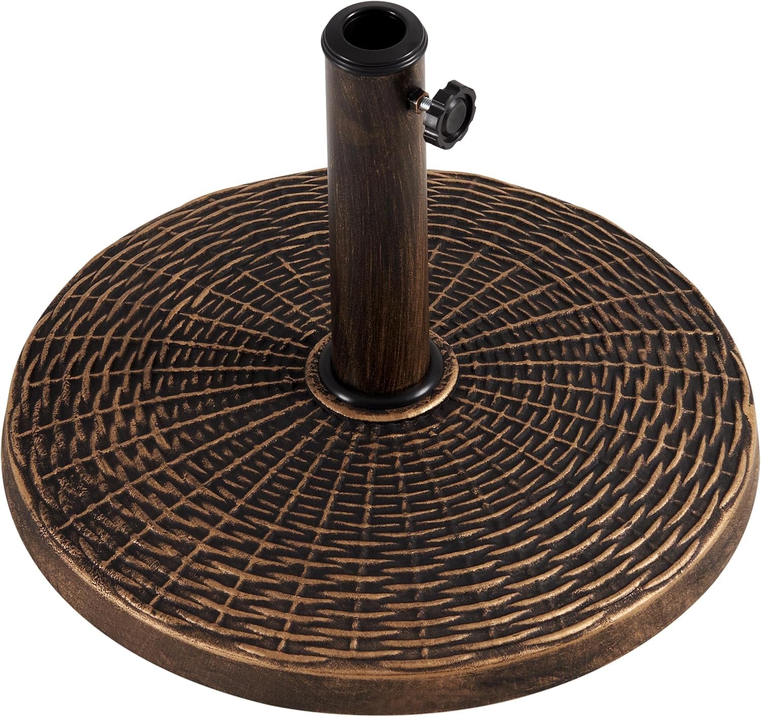 Yaheetech 22lbs Heavy Duty Outdoor Umbrella Base, Bronze | Patio Umbrella Stand, 18″ Round Resin Construction, All Weather for Deck, Poolside, Garden