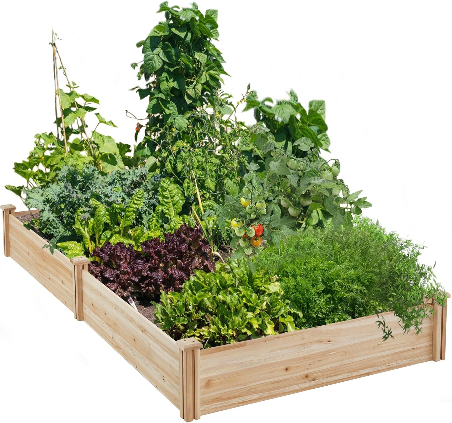 Yaheetech Wooden Raised Garden Bed Outdoor Planter Box, Wood | Made of fir wood, this raised planter provides simple setup, divided growing areas, and outdoor space for vegetables, herbs.