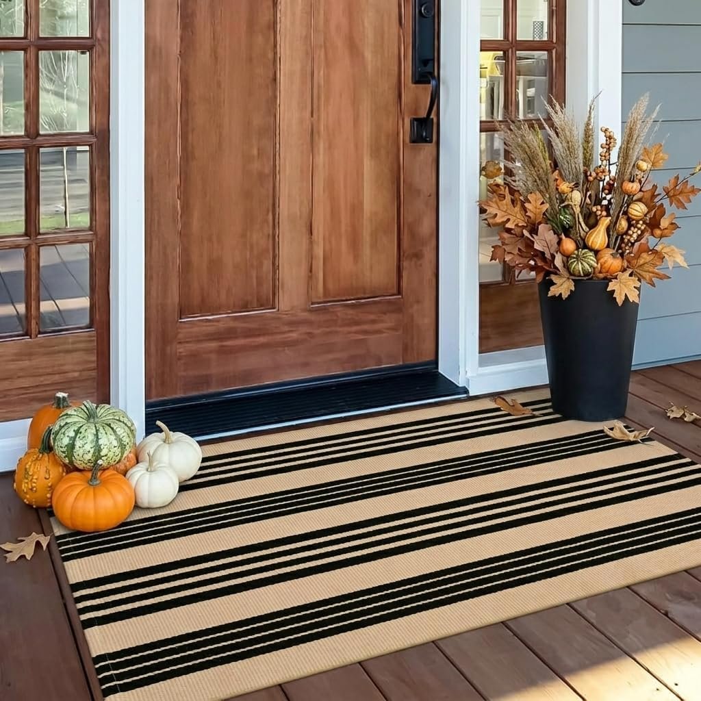 OJIA Front Door Mat 24″x51″, Striped Porch Rug Outdoor Door Mat Fall Decor