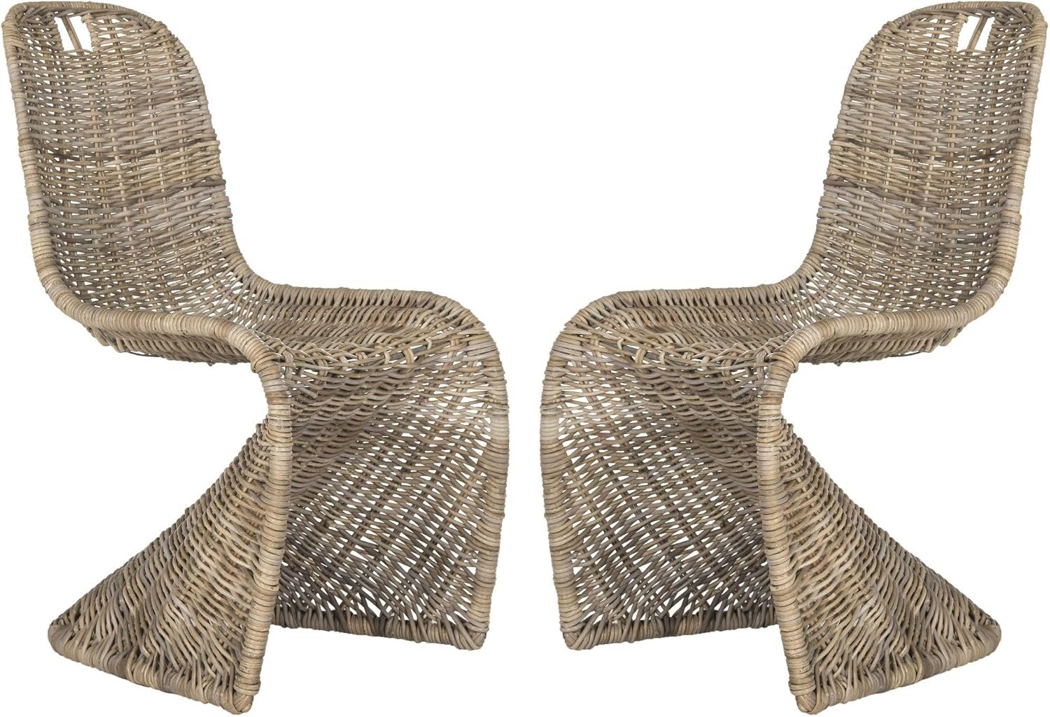 Safavieh Home Collection Cilombo Natural Wicker Dining Chair (Set of 2), 19″